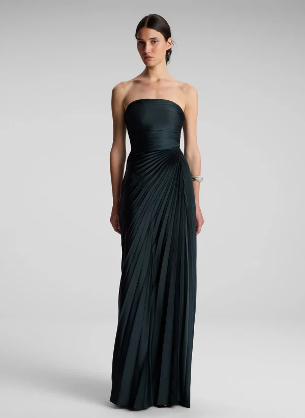 Women A.L.C. Dresses>Bianca Strapless Pleated Maxi Dress