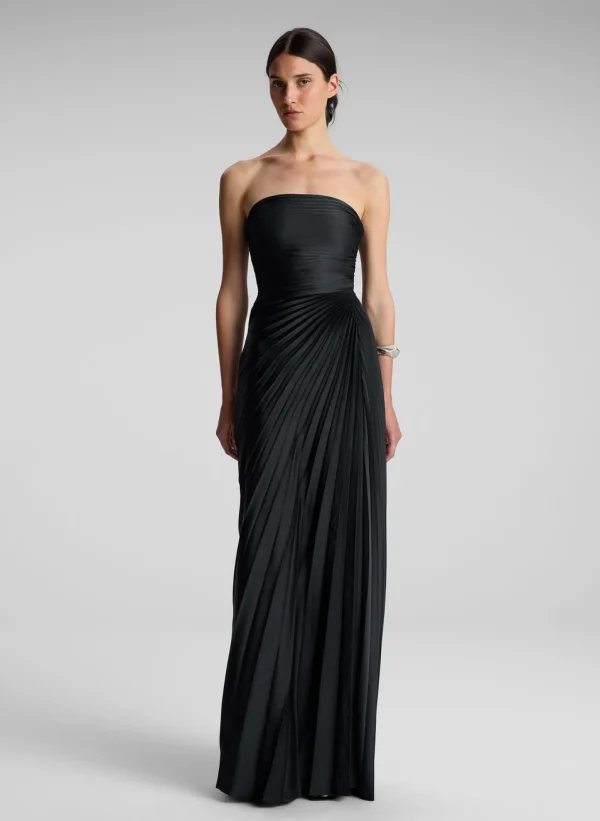Women A.L.C. Dresses>Bianca Strapless Pleated Maxi Dress
