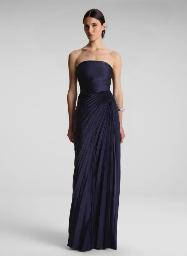 Women A.L.C. Dresses>Bianca Strapless Pleated Maxi Dress