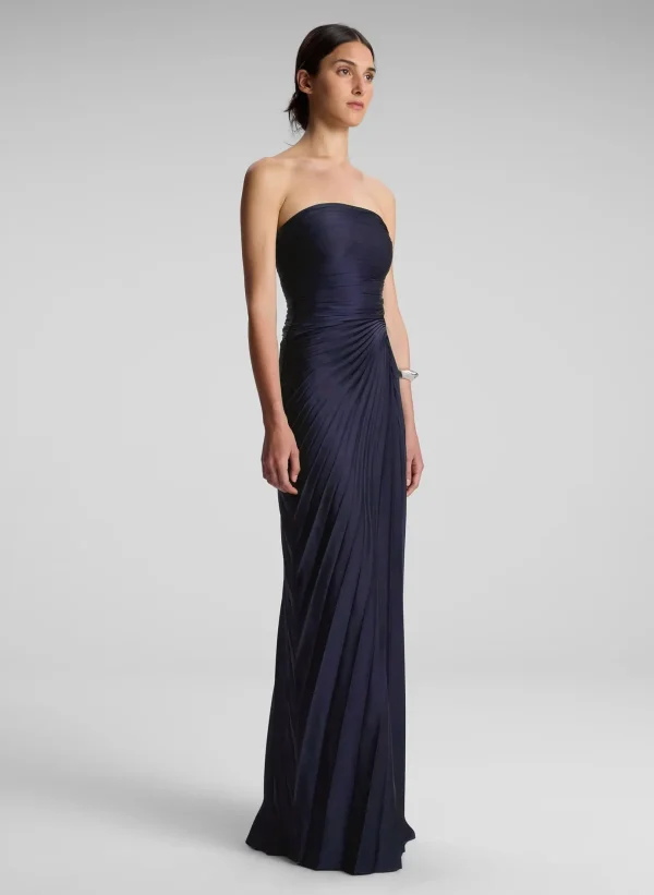 Women A.L.C. Dresses>Bianca Strapless Pleated Maxi Dress