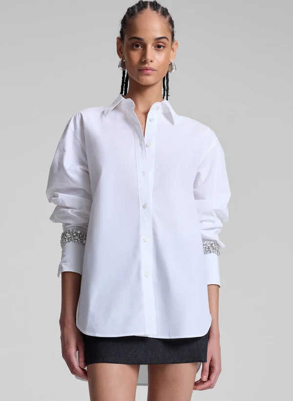 Women A.L.C. Tops | Suits>Calvin Embellished Sleeve Shirt
