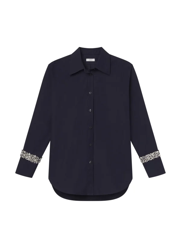 Women A.L.C. Tops>Calvin Embellished Sleeve Shirt