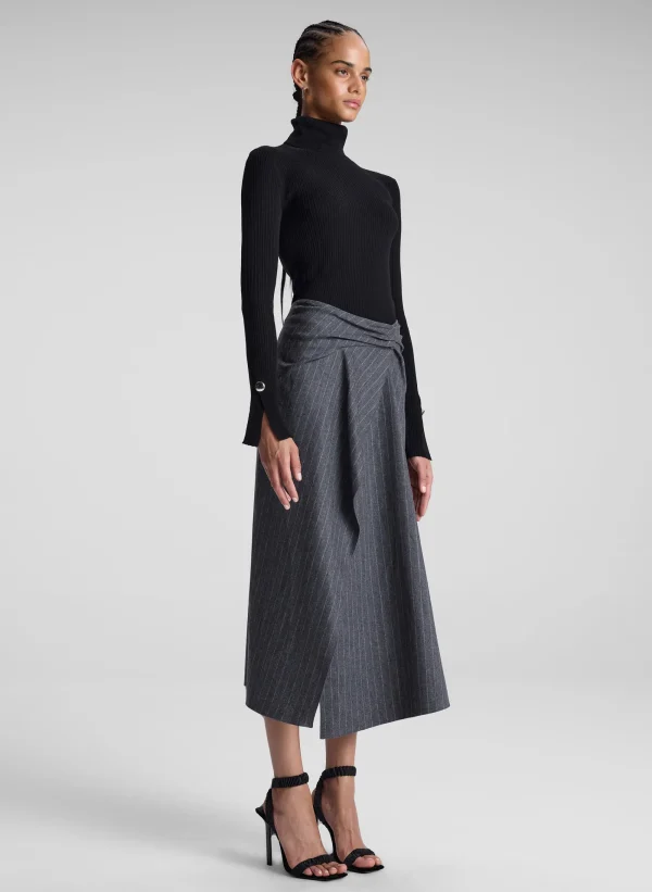 Women A.L.C. Bottoms | Skirts>Clara Wool Cashmere Pinstripe Midi Skirt