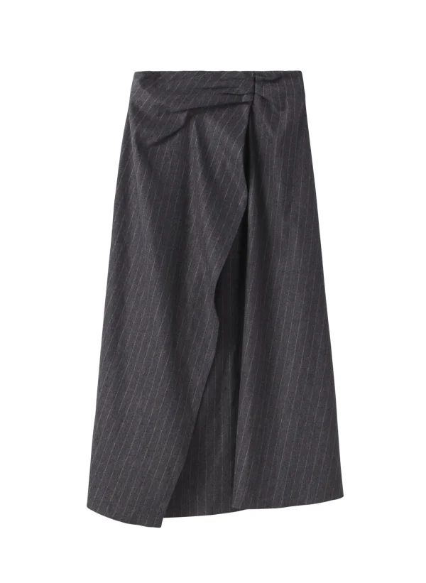 Women A.L.C. Bottoms | Skirts>Clara Wool Cashmere Pinstripe Midi Skirt