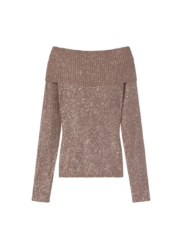 Women A.L.C. Tops | Knitwear>Evelyn Metallic Knit Off Shoulder Top