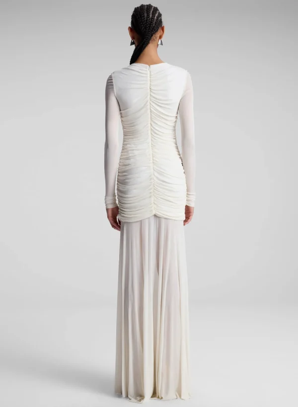 Women A.L.C. Dresses>Fawn Ruched Mesh Maxi Dress