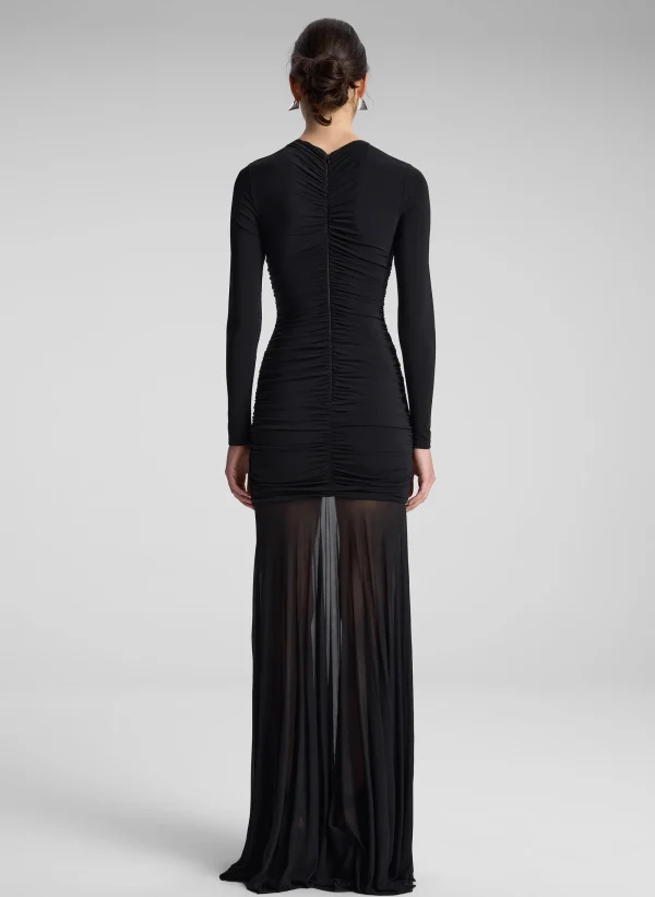 Women A.L.C. Dresses>Fawn Ruched Mesh Maxi Dress
