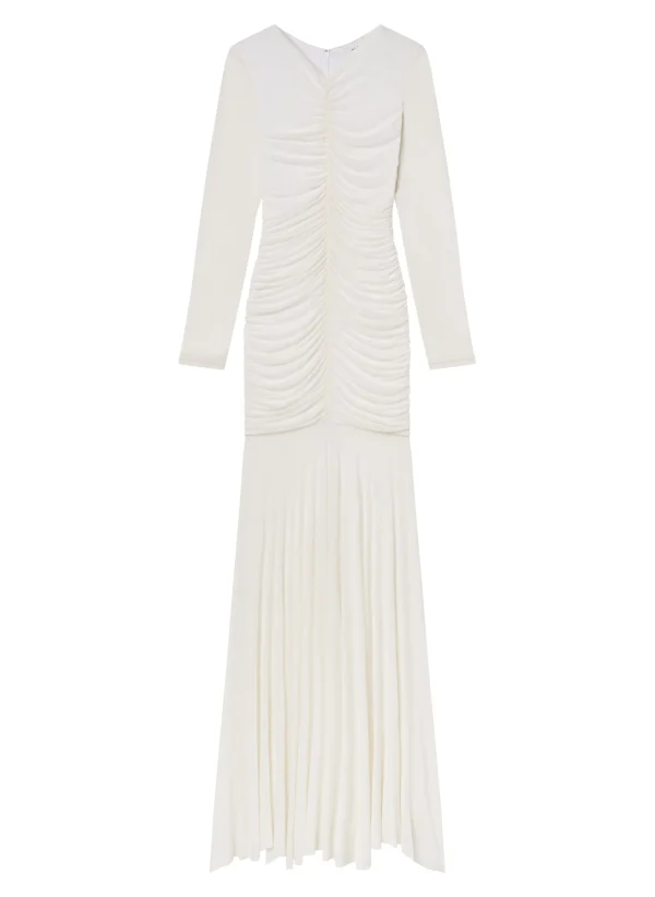 Women A.L.C. Dresses>Fawn Ruched Mesh Maxi Dress