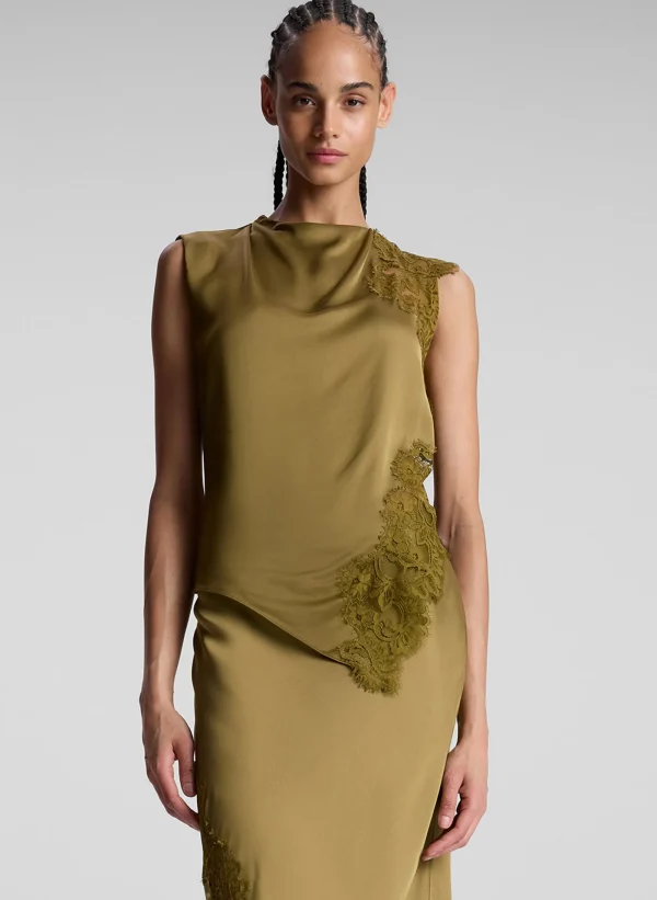 Women A.L.C. Tops>Gracie Satin And Lace Sleeveless Top