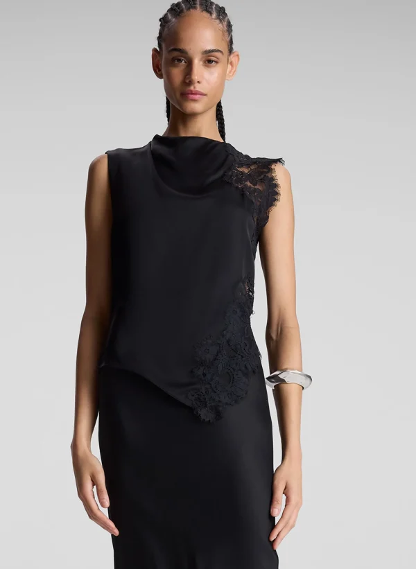 Women A.L.C. Tops>Gracie Satin And Lace Sleeveless Top