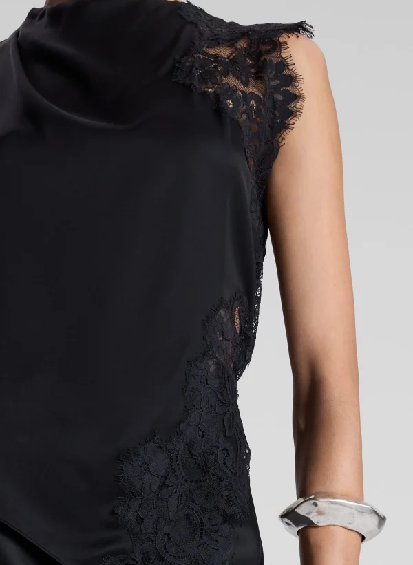Women A.L.C. Tops>Gracie Satin And Lace Sleeveless Top