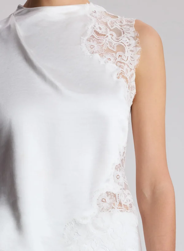 Women A.L.C. Tops>Gracie Satin And Lace Sleeveless Top