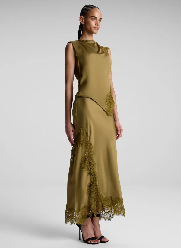 Women A.L.C. Tops>Gracie Satin And Lace Sleeveless Top