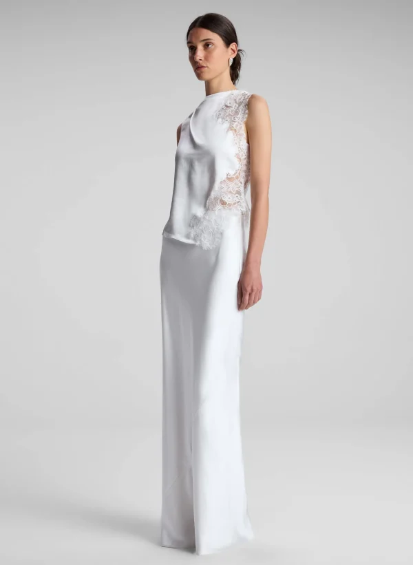 Women A.L.C. Tops>Gracie Satin And Lace Sleeveless Top