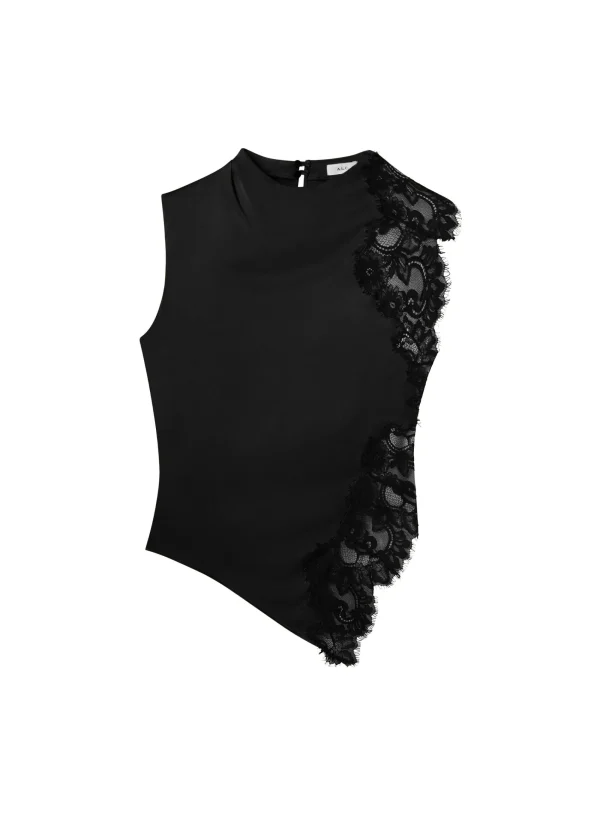 Women A.L.C. Tops>Gracie Satin And Lace Sleeveless Top