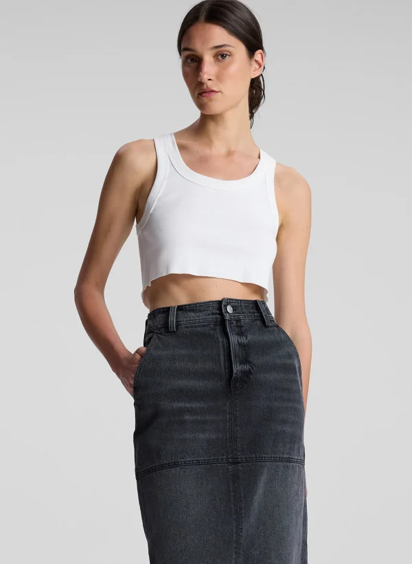 Women A.L.C. Tops | Tees & Tanks>Halsey Cropped Cotton Rib Tank