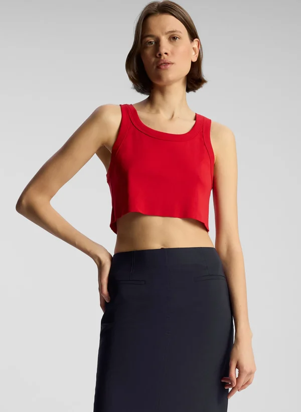 Women A.L.C. Tops | Tees & Tanks>Halsey Cropped Cotton Rib Tank