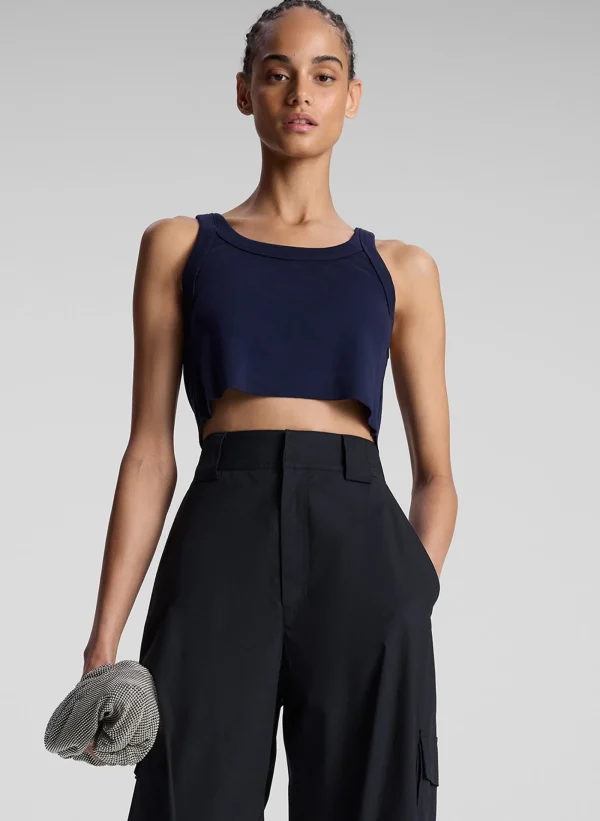 Women A.L.C. Tops | Tees & Tanks>Halsey Cropped Cotton Rib Tank