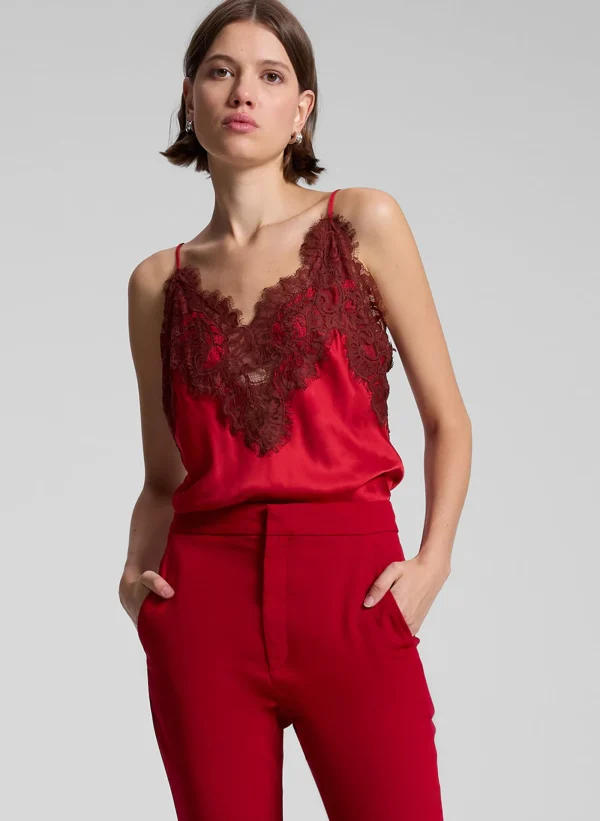 Women A.L.C. Tops | Tees & Tanks>Lennon Satin And Lace Camisole Top