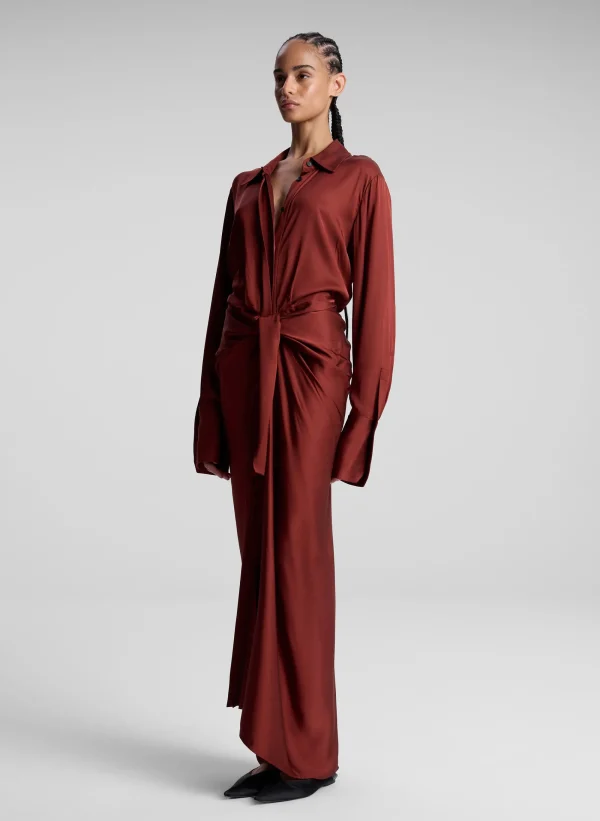 Women A.L.C. Dresses>Mila Satin Maxi Shirtdress