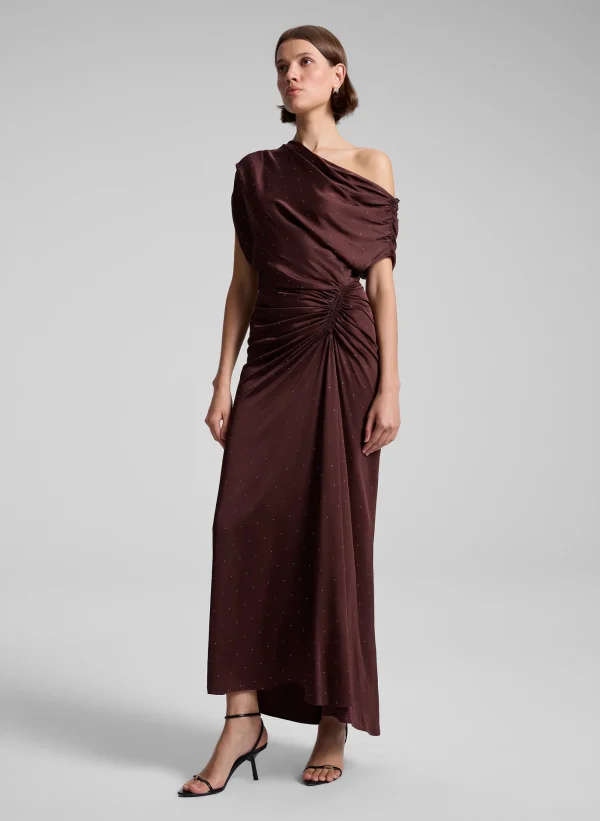 Women A.L.C. Dresses>Penny Embellished Satin Maxi Dress