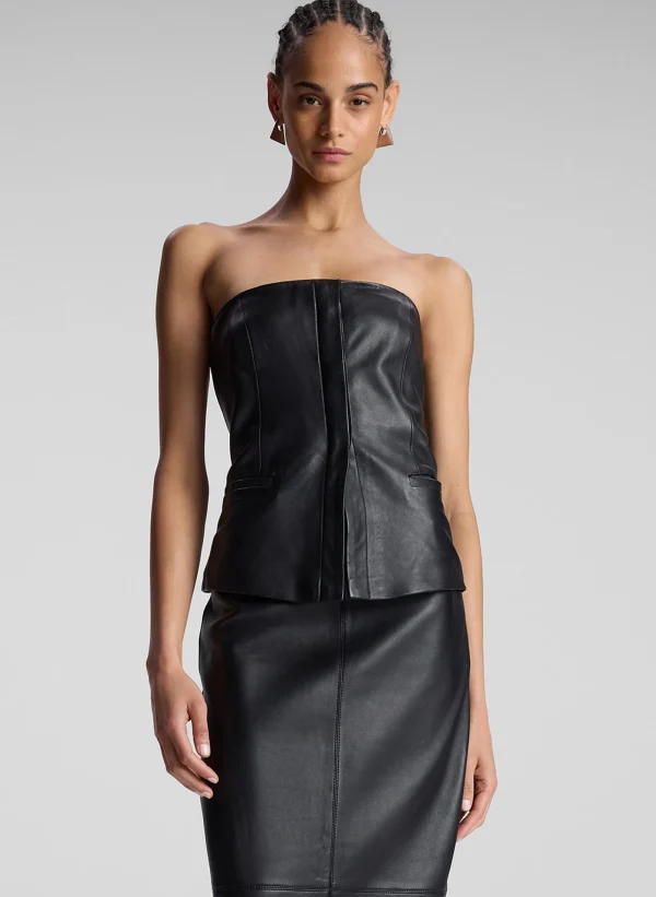 Women A.L.C. Tops>Renee Strapless Leather Top
