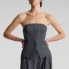 Women A.L.C. Tops | Suits>Renee Strapless Wool Cashmere Pinstripe Top