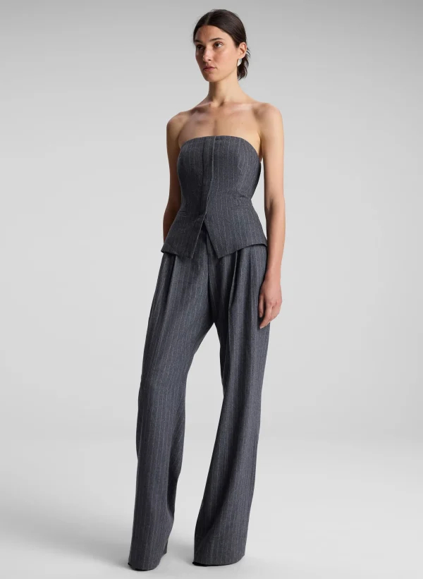 Women A.L.C. Tops | Suits>Renee Strapless Wool Cashmere Pinstripe Top