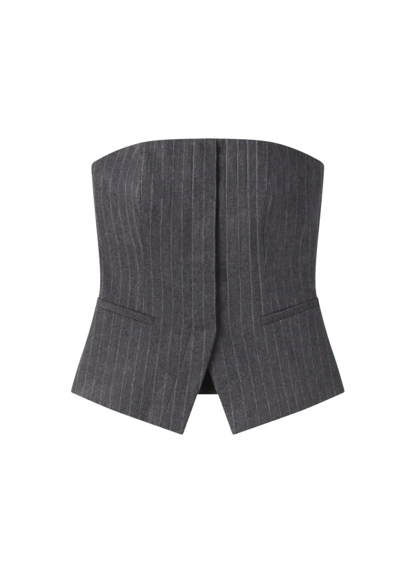Women A.L.C. Tops | Suits>Renee Strapless Wool Cashmere Pinstripe Top