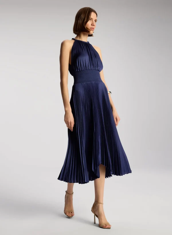 Women A.L.C. Dresses>Renzo II Satin Pleated Dress