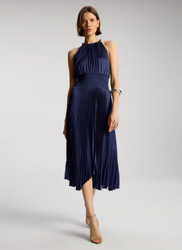 Women A.L.C. Dresses>Renzo II Satin Pleated Dress