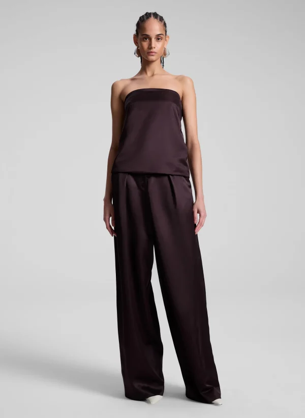 Women A.L.C. Bottoms>Ryder Satin Wide Leg Pant