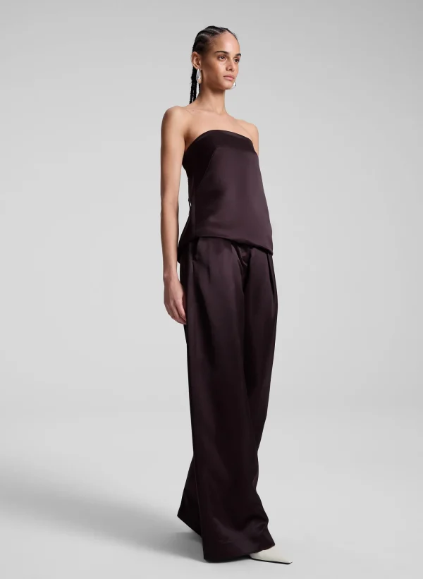 Women A.L.C. Bottoms>Ryder Satin Wide Leg Pant