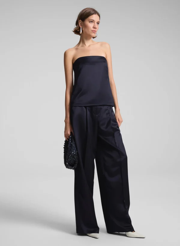 Women A.L.C. Bottoms>Ryder Satin Wide Leg Pant