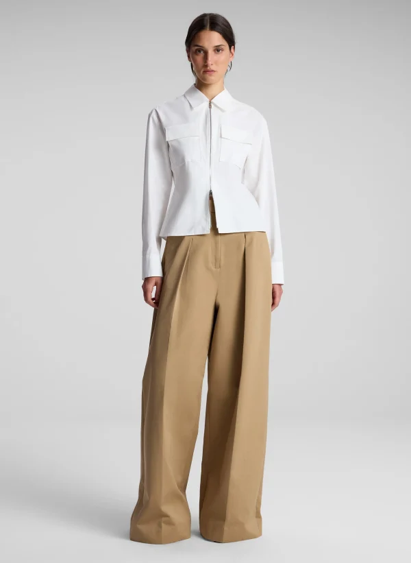 Women A.L.C. Tops>Sage Cotton Zip Top