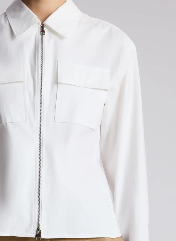 Women A.L.C. Tops>Sage Cotton Zip Top