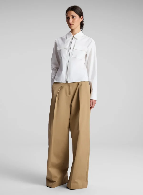 Women A.L.C. Tops>Sage Cotton Zip Top