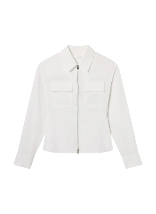 Women A.L.C. Tops>Sage Cotton Zip Top