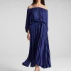Women A.L.C. Dresses>Sienna Satin Pleated Off Shoulder Dress