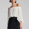 Women A.L.C. Tops>Sienna Satin Pleated Off Shoulder Top
