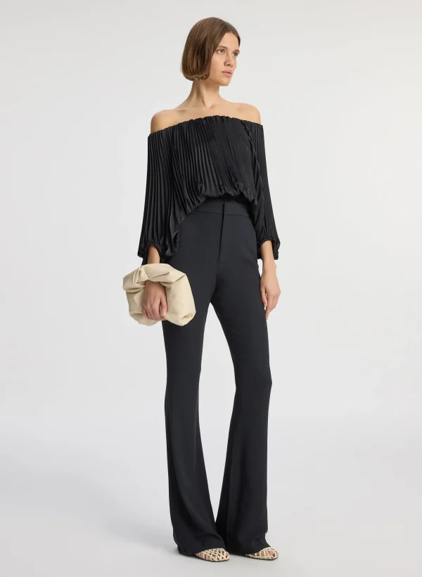 Women A.L.C. Tops>Sienna Satin Pleated Off Shoulder Top
