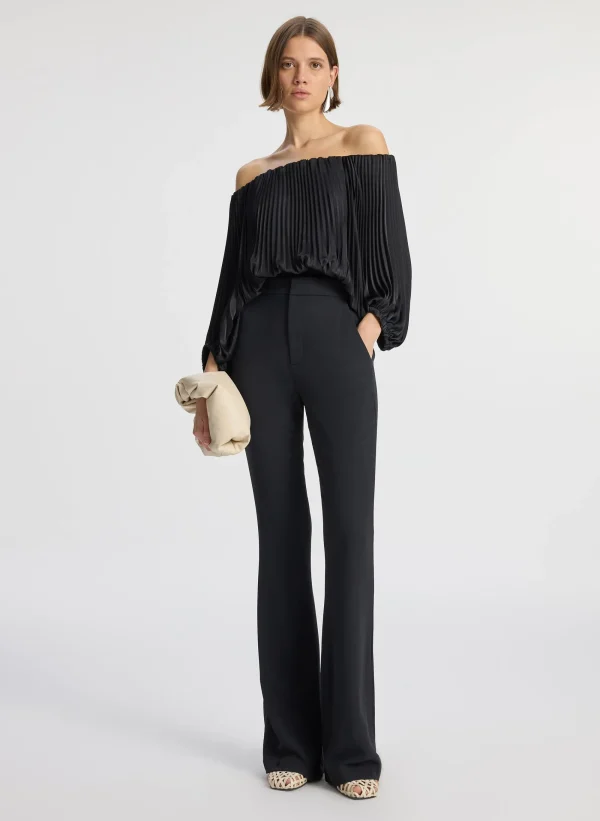 Women A.L.C. Tops>Sienna Satin Pleated Off Shoulder Top