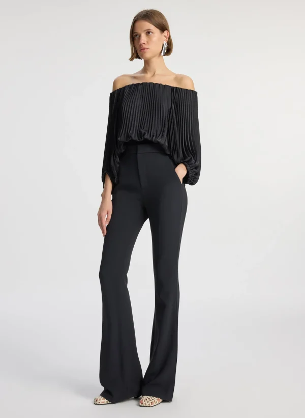 Women A.L.C. Tops>Sienna Satin Pleated Off Shoulder Top