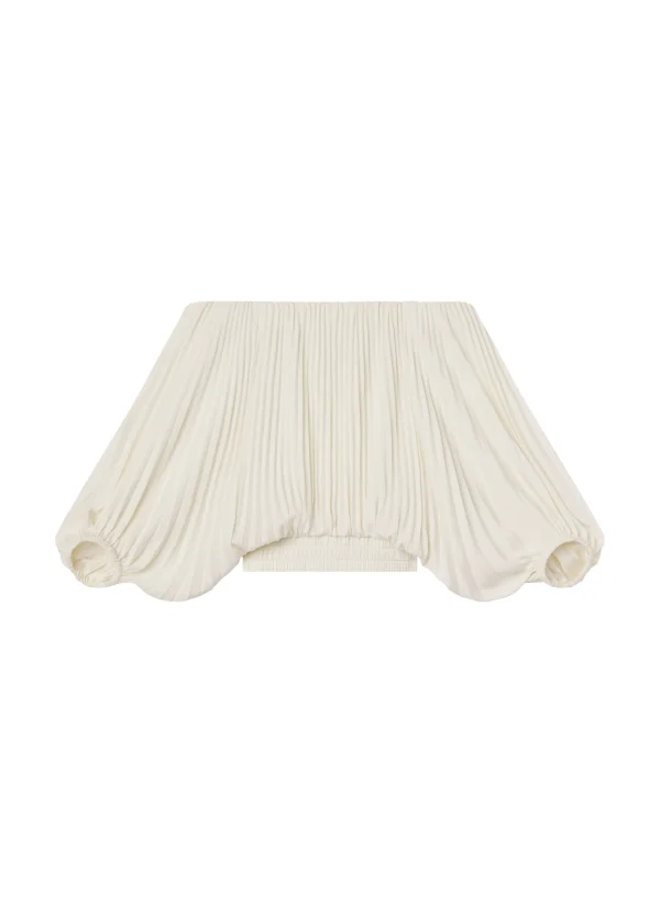 Women A.L.C. Tops>Sienna Satin Pleated Off Shoulder Top