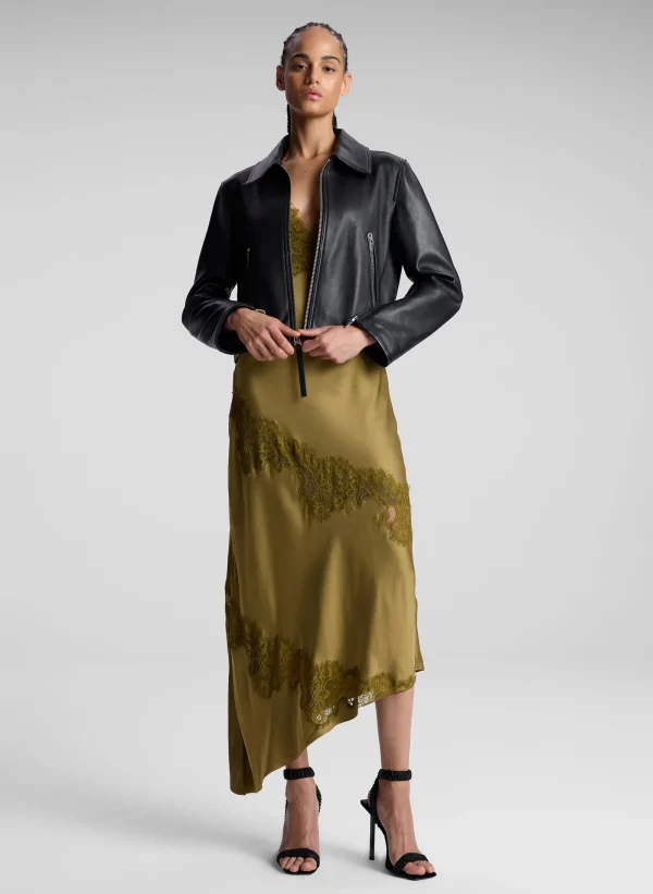 Women A.L.C. Dresses>Stella Satin And Lace Midi Dress