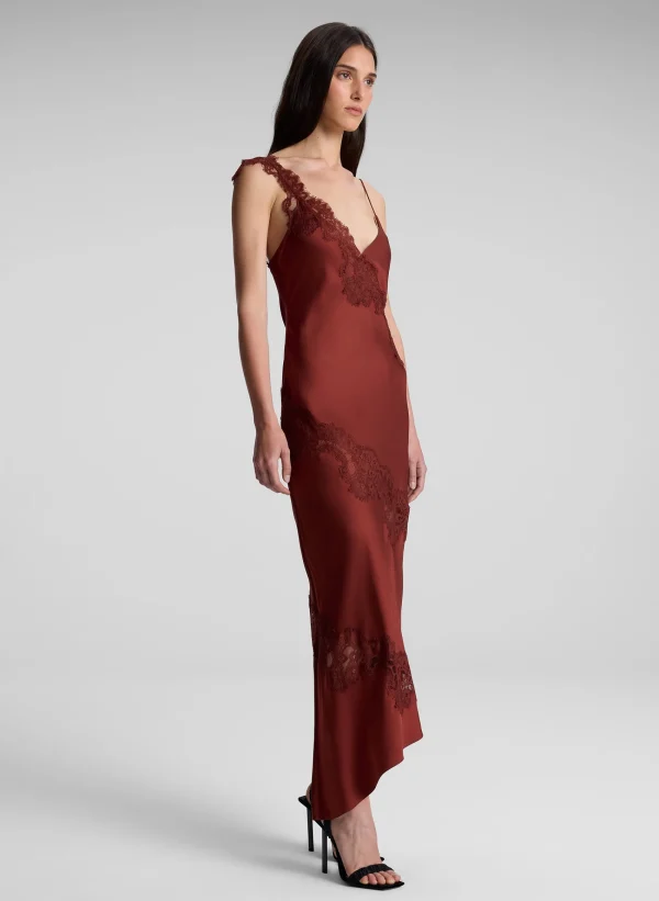 Women A.L.C. Dresses>Stella Satin And Lace Midi Dress