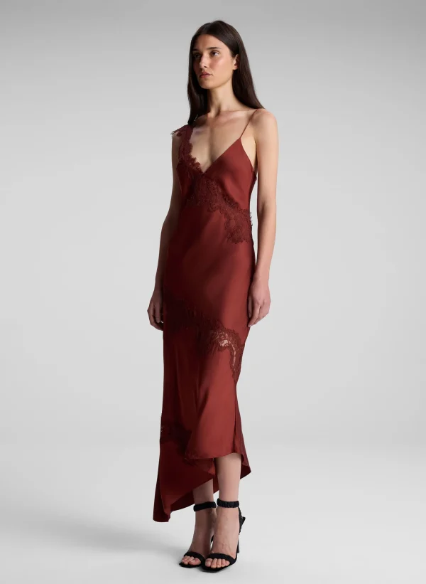 Women A.L.C. Dresses>Stella Satin And Lace Midi Dress